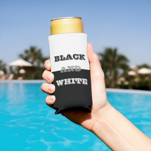 ブラックグレーホワイト文字無地のとカラーデザイン スリム缶クーラー (インサイチュ プール)