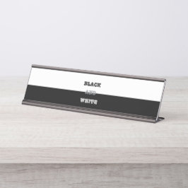 ブラックグレーホワイト文字無地のとカラーデザイン デスクネームプレート