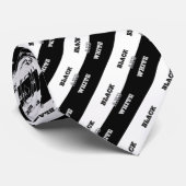 ブラックグレーホワイト文字無地のとカラーデザイン ネクタイ (ロール)