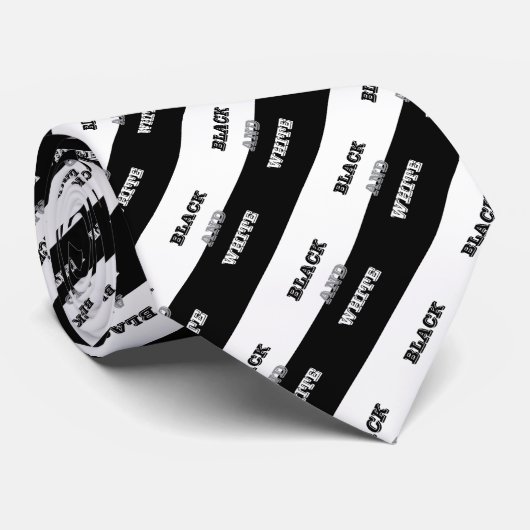 ブラックグレーホワイト文字無地のとカラーデザイン ネクタイ (ロール)