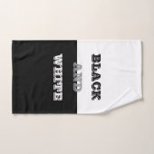 ブラックグレーホワイト文字無地のとカラーデザイン ハンドタオル (ハンドタオル)