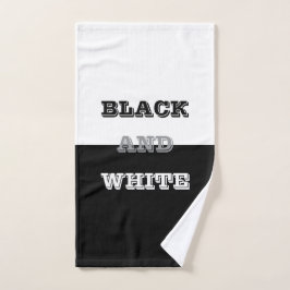 ブラックグレーホワイト文字無地のとカラーデザイン ハンドタオル