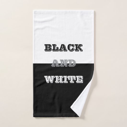ブラックグレーホワイト文字無地のとカラーデザイン ハンドタオル (ハンドタオル)
