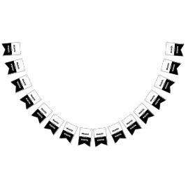 ブラックグレーホワイト文字無地のとカラーデザイン バンティングフラッグ