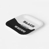 ブラックグレーホワイト文字無地のとカラーデザイン ペーパープレート (傾斜あり)