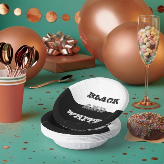 ブラックグレーホワイト文字無地のとカラーデザイン ペーパーボウル (複数)