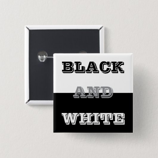 ブラックグレーホワイト文字無地のとカラーデザイン 缶バッジ (正面&裏面)