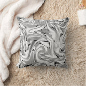 ブラックグレーホワイト渦巻形の抽象芸術 クッション (ブランケット)