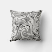 ブラックグレーホワイト渦巻形の抽象芸術 クッション (裏面)