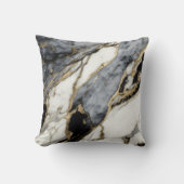 ブラックグレーホワイト金ゴールド大理石スワール抽象芸術 クッション (正面)