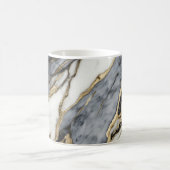 ブラックグレーホワイト金ゴールド大理石スワール抽象芸術 コーヒーマグカップ (中央)