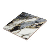 ブラックグレーホワイト金ゴールド大理石スワール抽象芸術 タイル (側面)