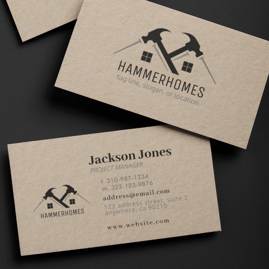 ブラックグレーホーム修理ツールクラフトビジネスカード 名刺