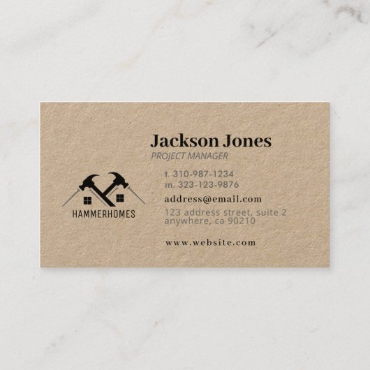 ブラックグレーホーム修理ツールクラフトビジネスカード 名刺 (裏面)