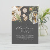 ブラックグレーボーホウォーターカラークリスマスパーティーディナー 招待状 (スタンド正面)