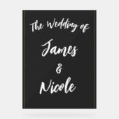 ブラックグレーモダン金ゴールドエレガミニマルントウェディング アクリルサイン (正面)