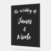 ブラックグレーモダン金ゴールドエレガミニマルントウェディング アクリルサイン (傾斜)