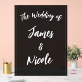 ブラックグレーモダン金ゴールドエレガミニマルントウェディング アクリルサイン (ウェディング)