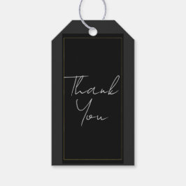 ブラックグレーモダン金ゴールドエレガミニマルントウェディング ギフトタグ