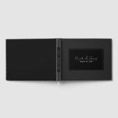 ブラックグレーモダン金ゴールドエレガミニマルントウェディング ゲストブック (全面)