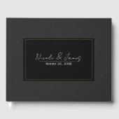 ブラックグレーモダン金ゴールドエレガミニマルントウェディング ゲストブック (正面)