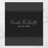 ブラックグレーモダン金ゴールドエレガミニマルントウェディング ワインラベル (シングルラベル)