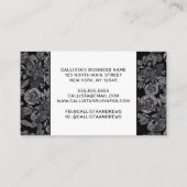 ブラックグレーモノクロ水彩フローラ葉 ロイヤリティカード (裏面)