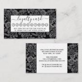 ブラックグレーモノクロ水彩フローラ葉 ロイヤリティカード (正面/裏面)