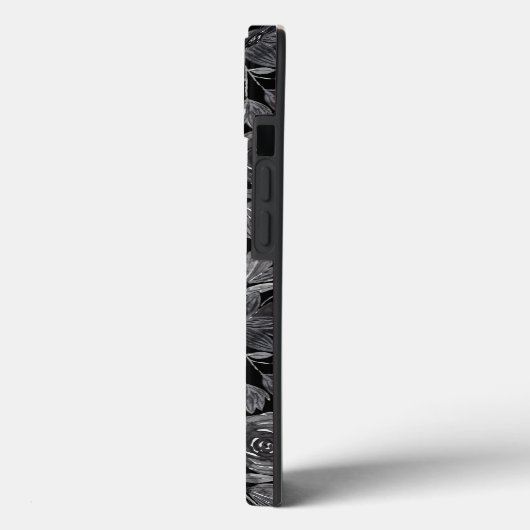 ブラックグレーモノクロ水彩フローラ葉 Case-Mate iPhoneケース (裏面 / 左)