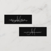 ブラックグレーモノグラムカスタマイズ可能な名刺 スキニー名刺 (正面/裏面)