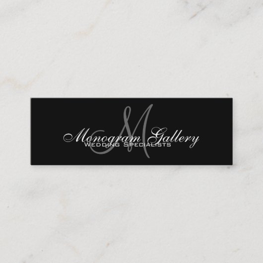 ブラックグレーモノグラムカスタマイズ可能な名刺 スキニー名刺 (正面)