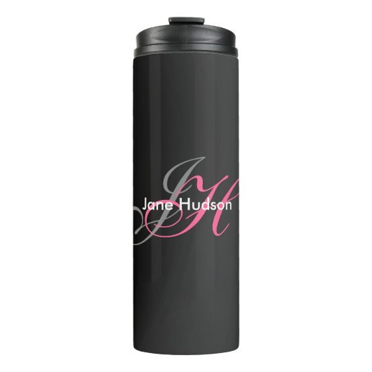 ブラックグレーモノグラムシンプルプレインスペシャルギフト タンブラー (正面)