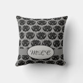 ブラックグレーモノグラムダマスクカスタム クッション (裏面)