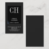 ブラックグレーモノグラムプロフェッショナル名刺 名刺 (正面/裏面)
