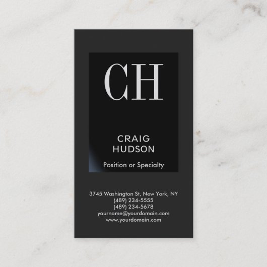 ブラックグレーモノグラムプロフェッショナル名刺 名刺 (正面)