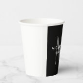 ブラックグレーモノグラムモダンミニマルテンプレート 紙コップ (右)