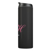 ブラックグレーモノグラム名イニシャル文字スクリプト タンブラー (回転右)