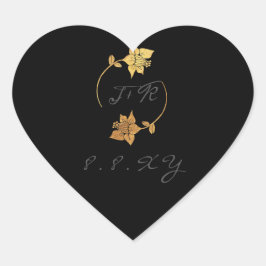 ブラックグレーモノグラム金ゴールドリース日付の保存 ハートシール
