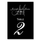 ブラックグレーモノグラ結婚ムのテーブルナンバーカード テーブルナンバー (裏面)