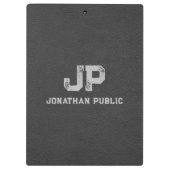 ブラックグレーレザールック動揺してスネームモノグラム クリップボード (裏面)