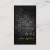 ブラックグレーレザー金ゴールドモノグラムビジネスカード 名刺 (裏面)