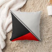 ブラックグレーレッドアクリルブロック絵画ズ クッション (ブランケット)