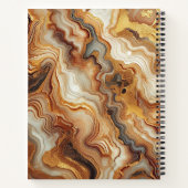 ブラックグレーレッドブラウン琥珀金ゴールド大理石アートパターン ノートブック (裏面)