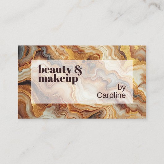 ブラックグレーレッドブラウン琥珀金ゴールド大理石アートパターン 名刺 (正面)