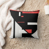 ブラックグレーレッドホワイトジオメトリック抽象デザイン クッション (ブランケット)