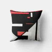 ブラックグレーレッドホワイトジオメトリック抽象デザイン クッション (裏面)