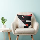 ブラックグレーレッドホワイトジオメトリック抽象デザイン クッション (椅子)