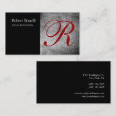 ブラックグレーレッドモノグラムビジネスカード 名刺 (正面/裏面)