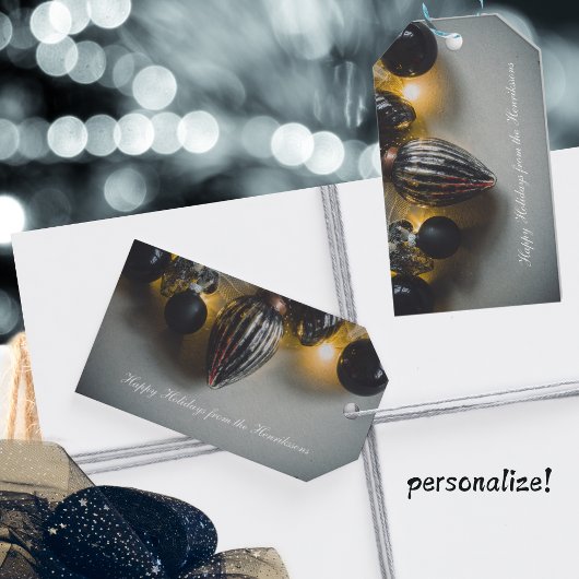 ブラックグレーレトロクリスマスオーナメント ギフトタグ