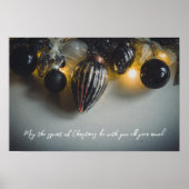 ブラックグレーレトロクリスマスオーナメント ポスター (正面)